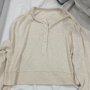 Aerie Cream Long Sleeve Henley Top